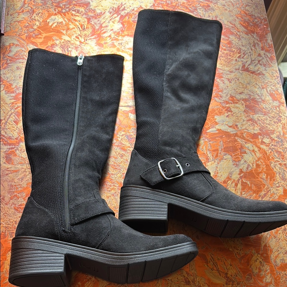 Life Stride Olympia Knee High Black Heeled Boots with Side Zipper and Buckle - Picture 6 of 12